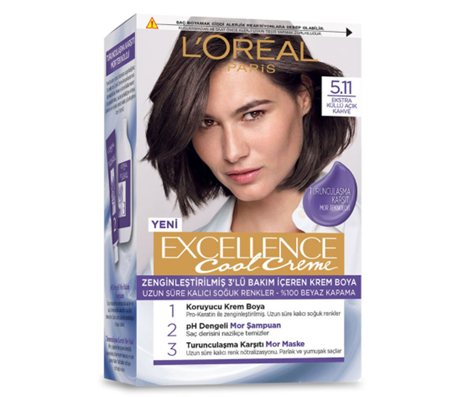 Loreal Paris Excellence Cool Creme Saç Boyası 5.11 Ekstra Küllü Açık Kahve