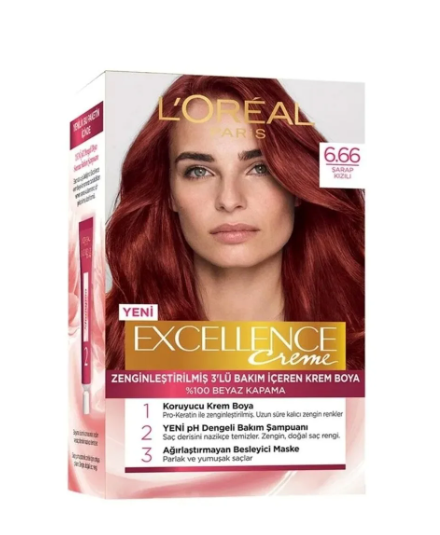 L'Oreal Paris Saç Boyası - Excellence Creme 6.66 Şarap Kızılı
