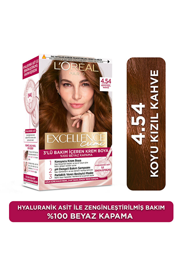 L'Oreal Paris Creme Saç Boyası 4.54 Koyu Kızıl Kahve